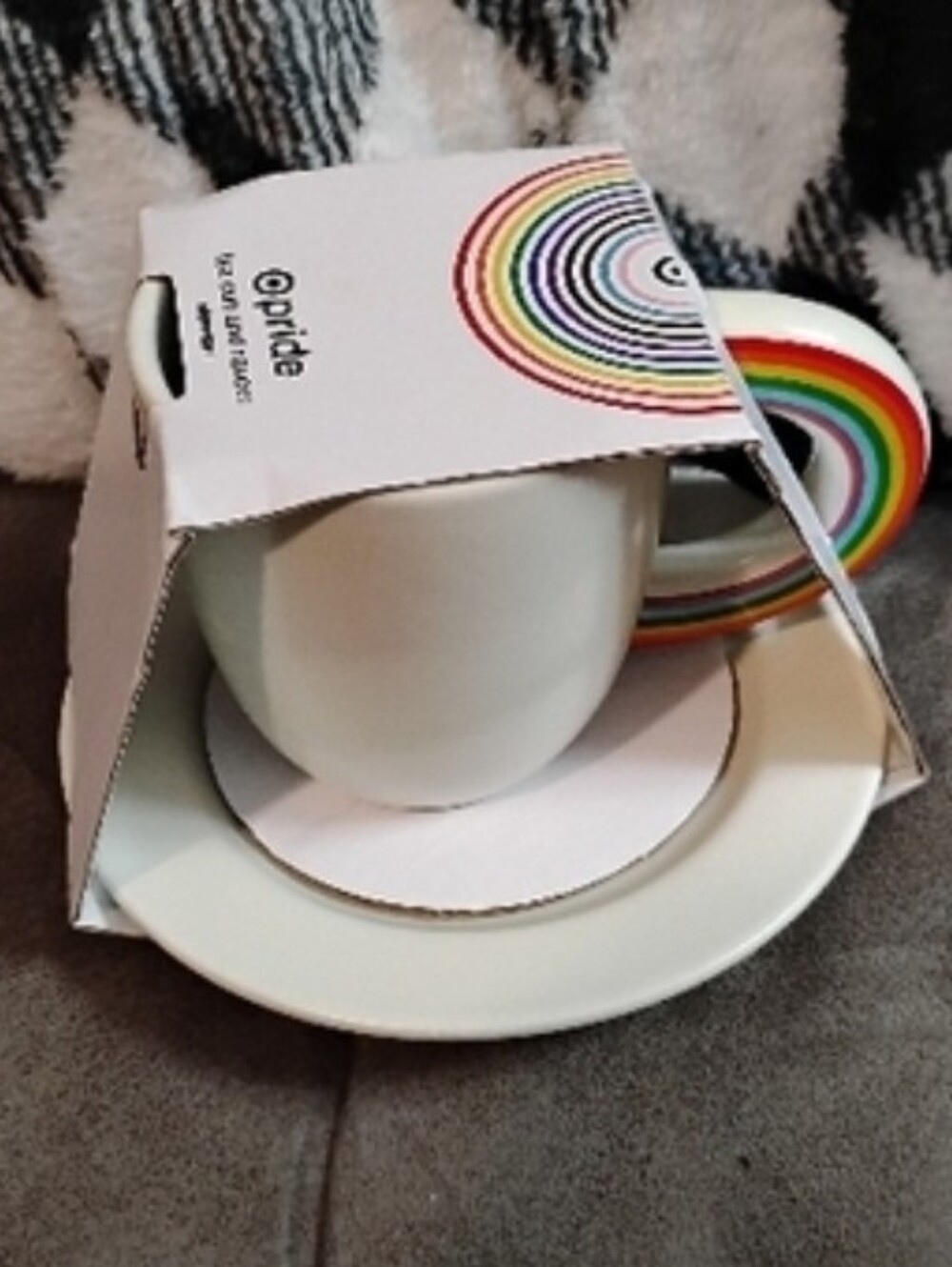 Target Pride Rainbow Ceramic Cup And Saucer Set Coffee Mug/Tea Cup-NWT